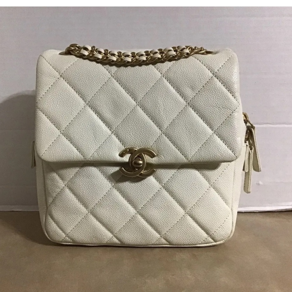 Chanel Chain Melody Quilted Caviar Leather Flap Backpack 2022
